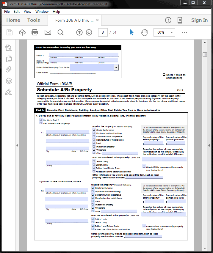 chapter 7 bankruptcy forms