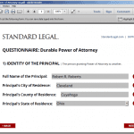 Standard Legal Power of Attorney Q&A form field sample