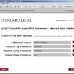 Standard Legal Will Q&A Form Fields