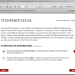 Standard Legal Will Q&A Selection Screen